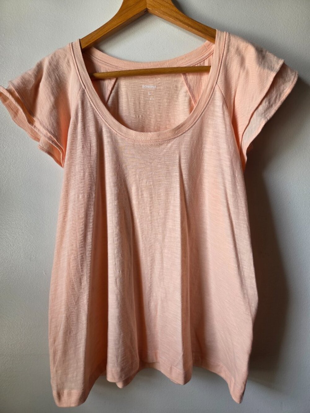 EUC LIKE NEW SONOMA GOODS FOR LIFE CORAL COTTON TOP SIZE L